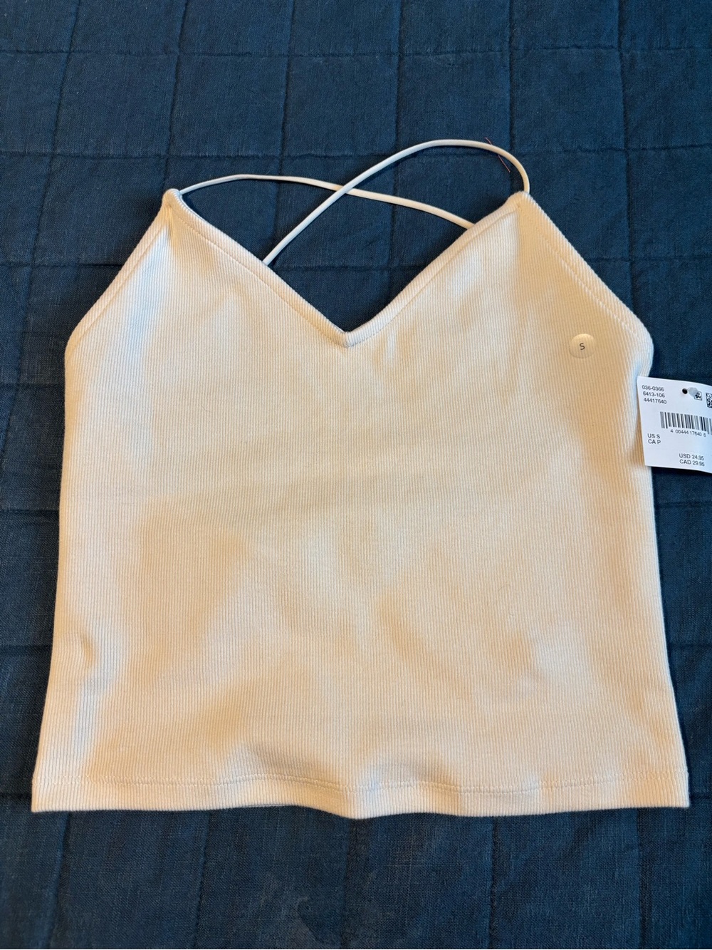 American Eagle Outfitters Cream Ribbed Crossback Cami Tank NWT